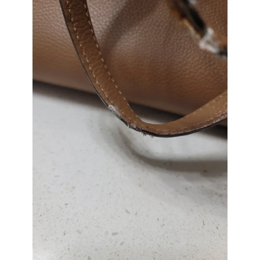 Tory Burch Walker Satchel Leather Tote Bag A4 Brown Used Authentic - Picture 6 of 10